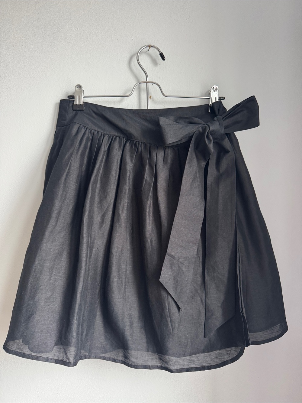 Club Monaco Silk&Linen Bland Black Tie Skirt size S